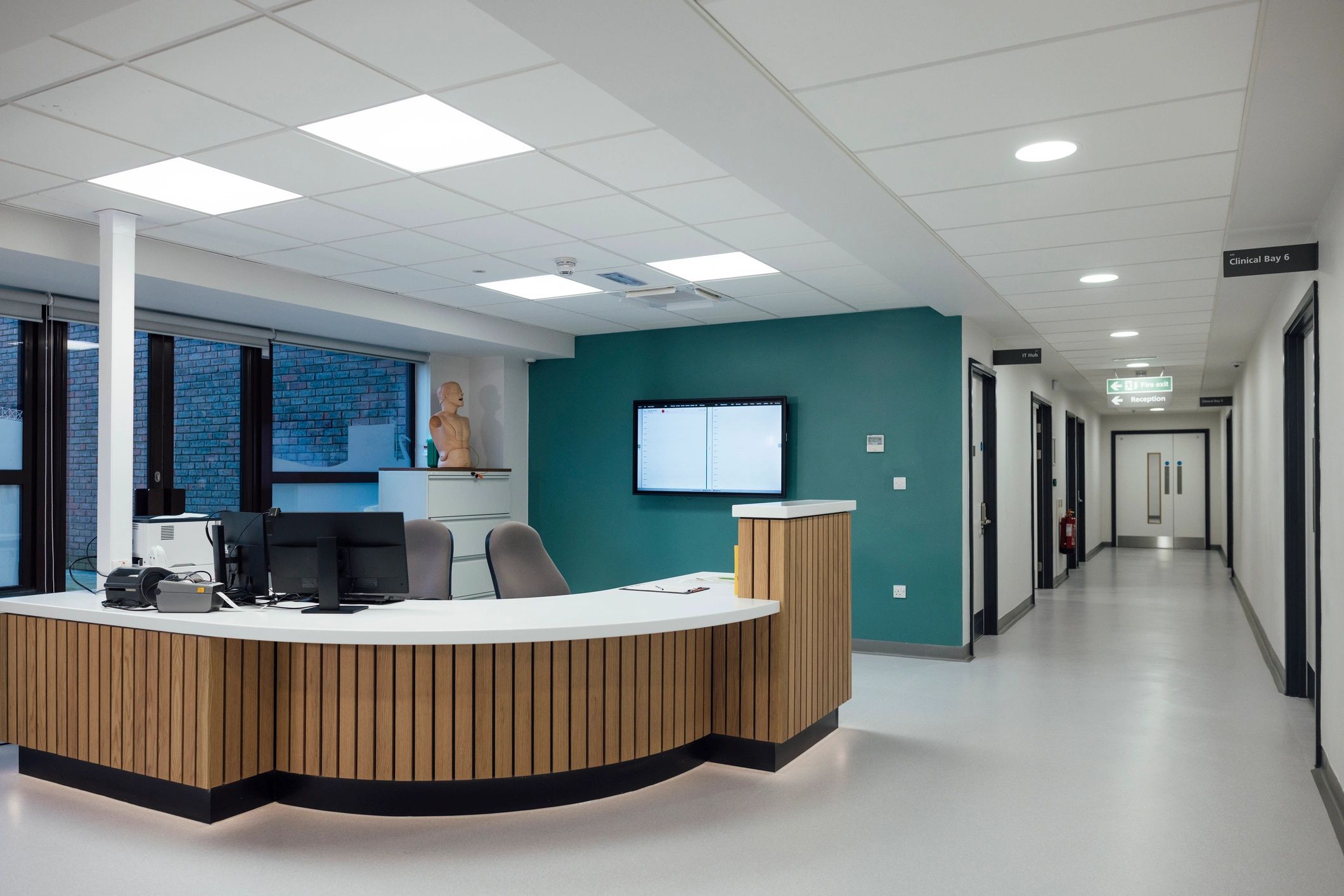 Clean healthcare reception area representing a professional care environment